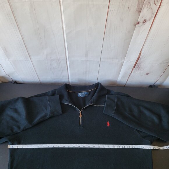 Polo Ralph Lauren Men’s 2XLT ¼ Zip Pullover Sweatshirt, 100% Cotton, Black, Logo - Picture 8 of 9